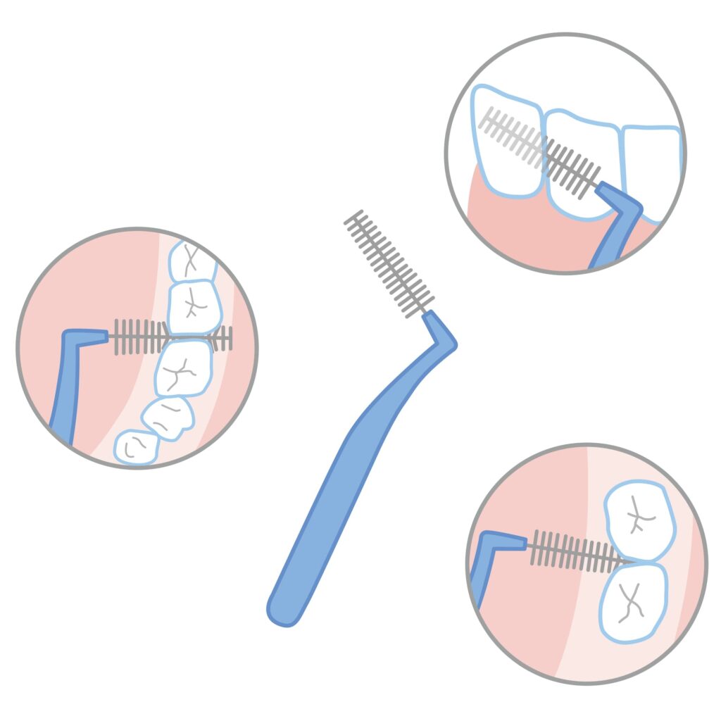 歯間ブラシを使用する様子