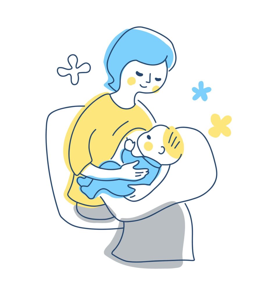 赤ちゃんにおっぱいをあげる母親