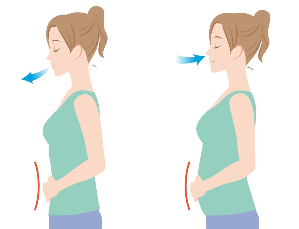 正しい鼻呼吸をする女性