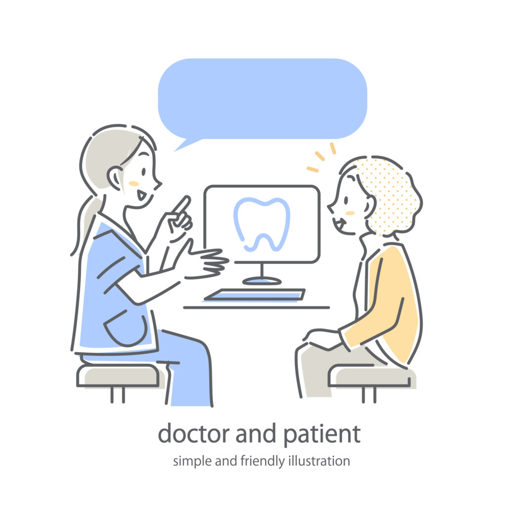 歯の治療について説明を受ける様子