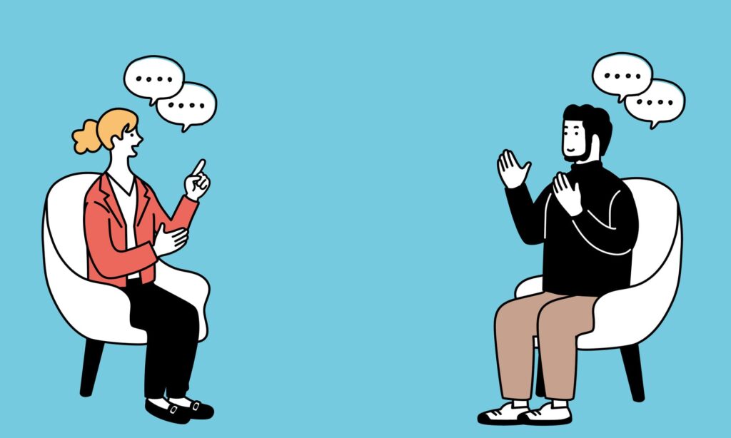 会話をする様子